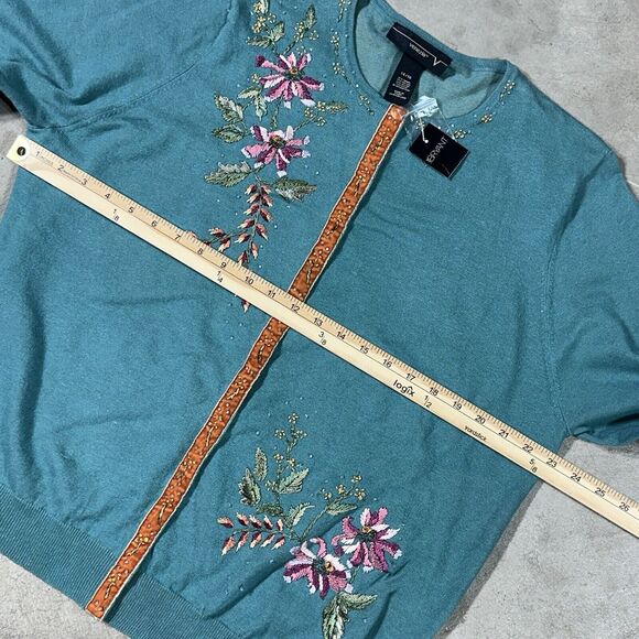 NWT Venezia Multicolor Floral Crew Neck Cardigan Sweater Women Size 14/16 - Picture 8 of 13
